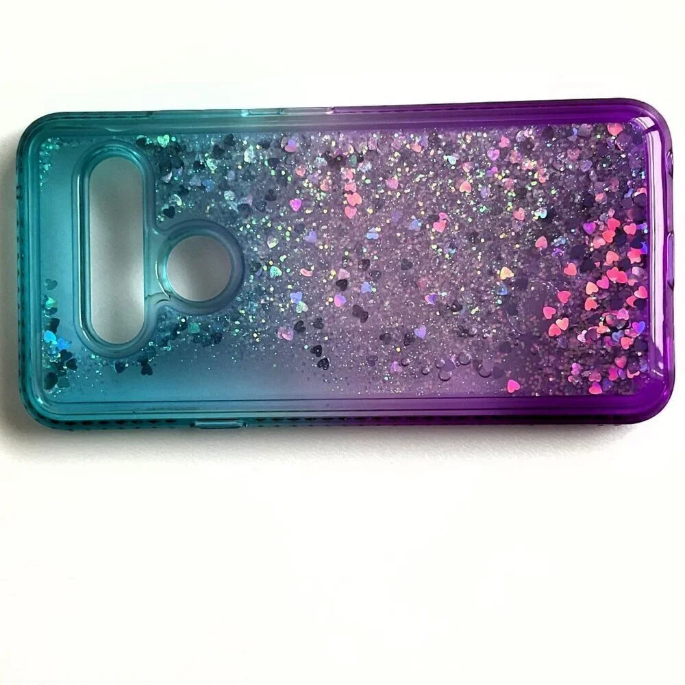 ZX-LG V40 DZ PHONE CASE LIQUID HEART BLING CASE